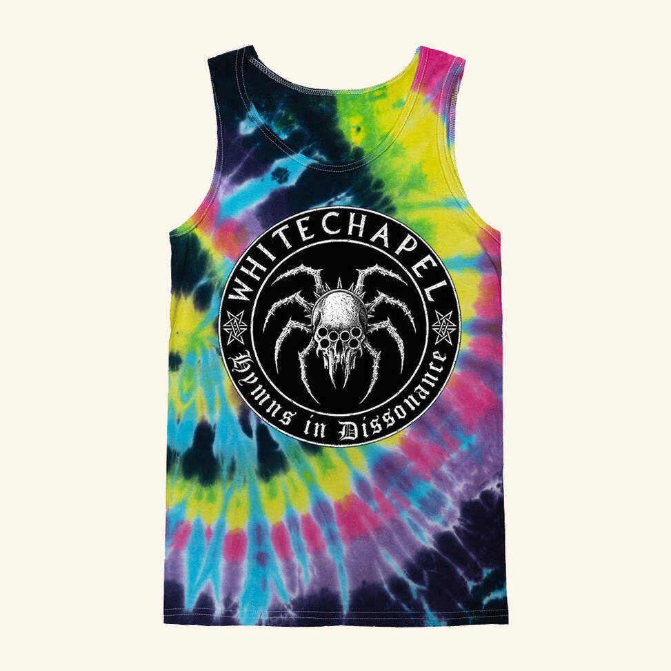 Whitechapel Merch Spider Skull Flashback Tie-Dye Tank Top Gifts For Dudes Gifts For Best Friend