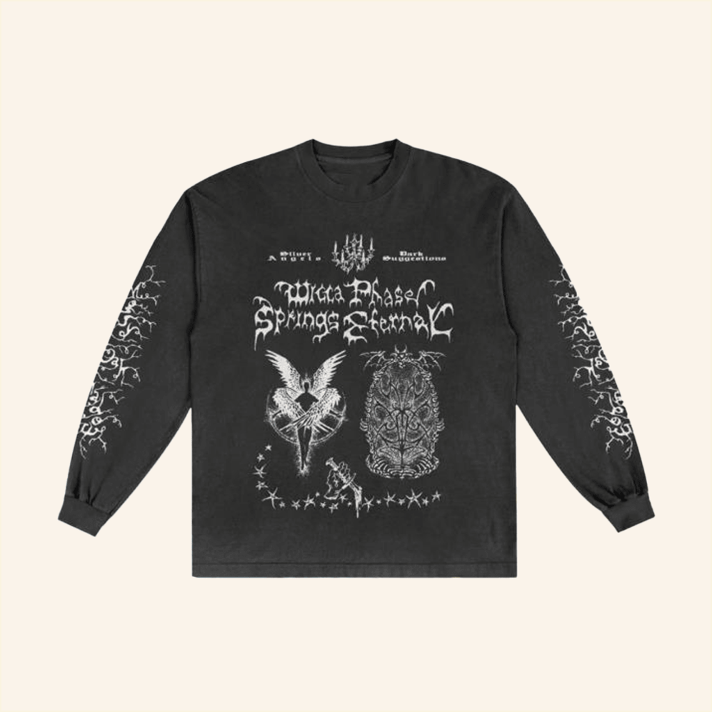 Wicca Phase Springs Eternal Silver Angel Long Sleeve Shirt Run For Cover Records Merch Fans Gifts