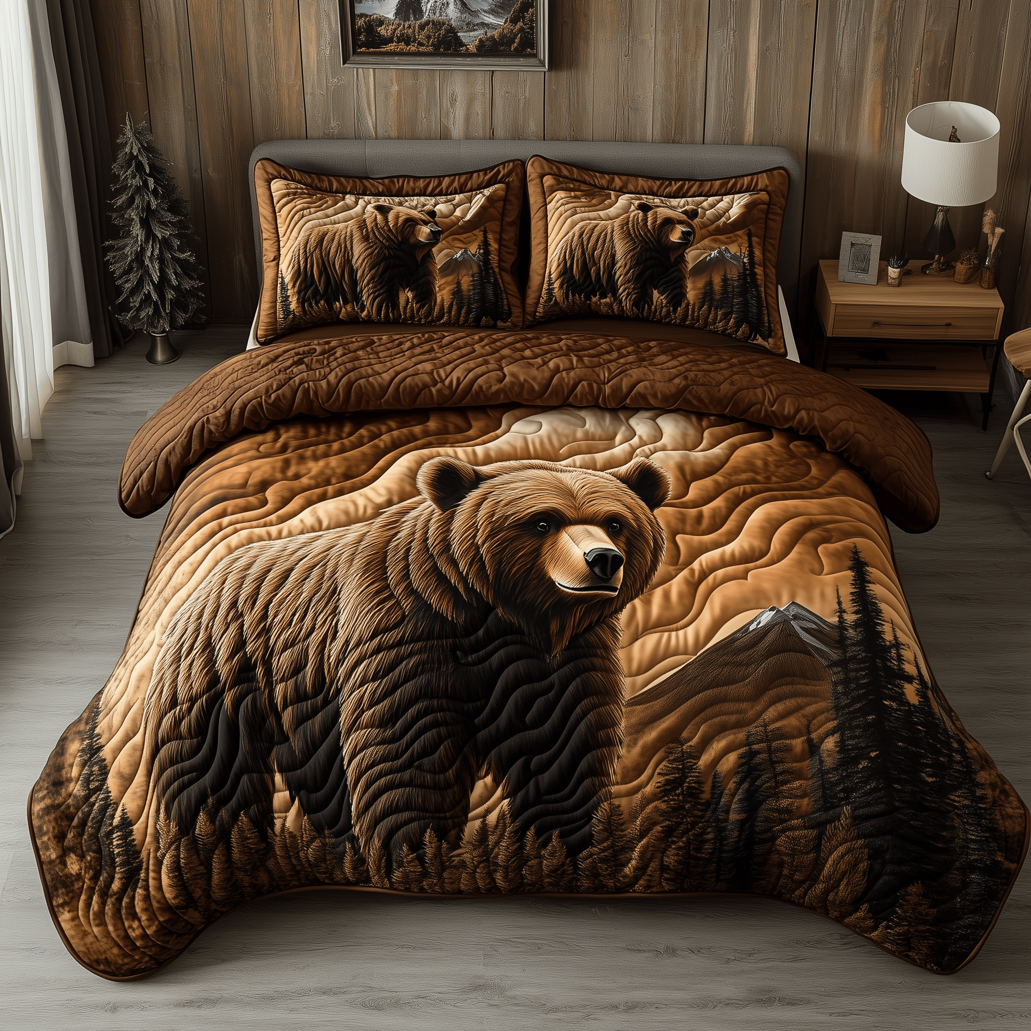 Wild Bear Quilted Bedding Set Best Mothers Day Duvet Cover Set Ideas For Wife