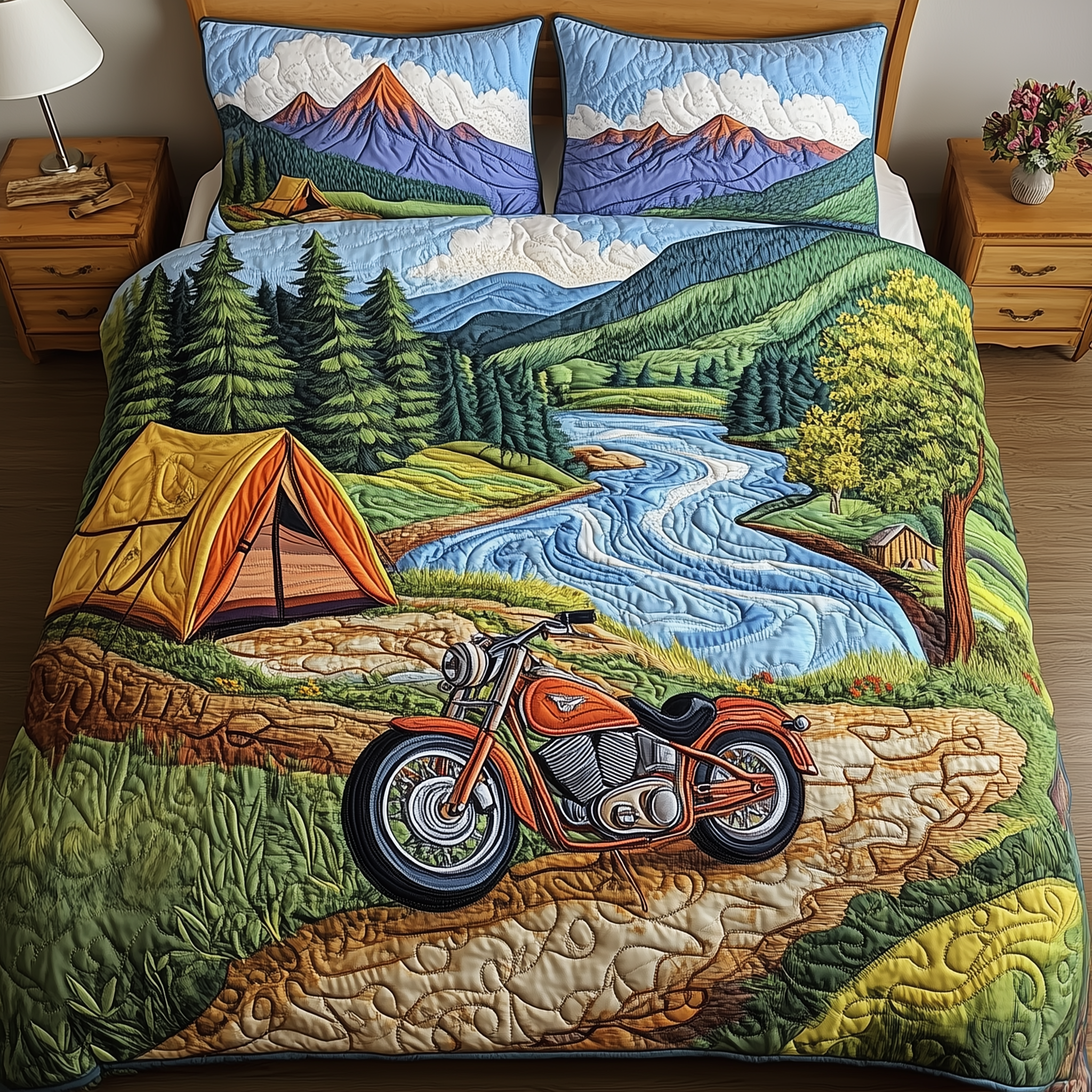 Wilderness Wanderers Quilted Bedding Set Duvet Cover Bedspread Set Item Mother's Day Gifts For Grandma