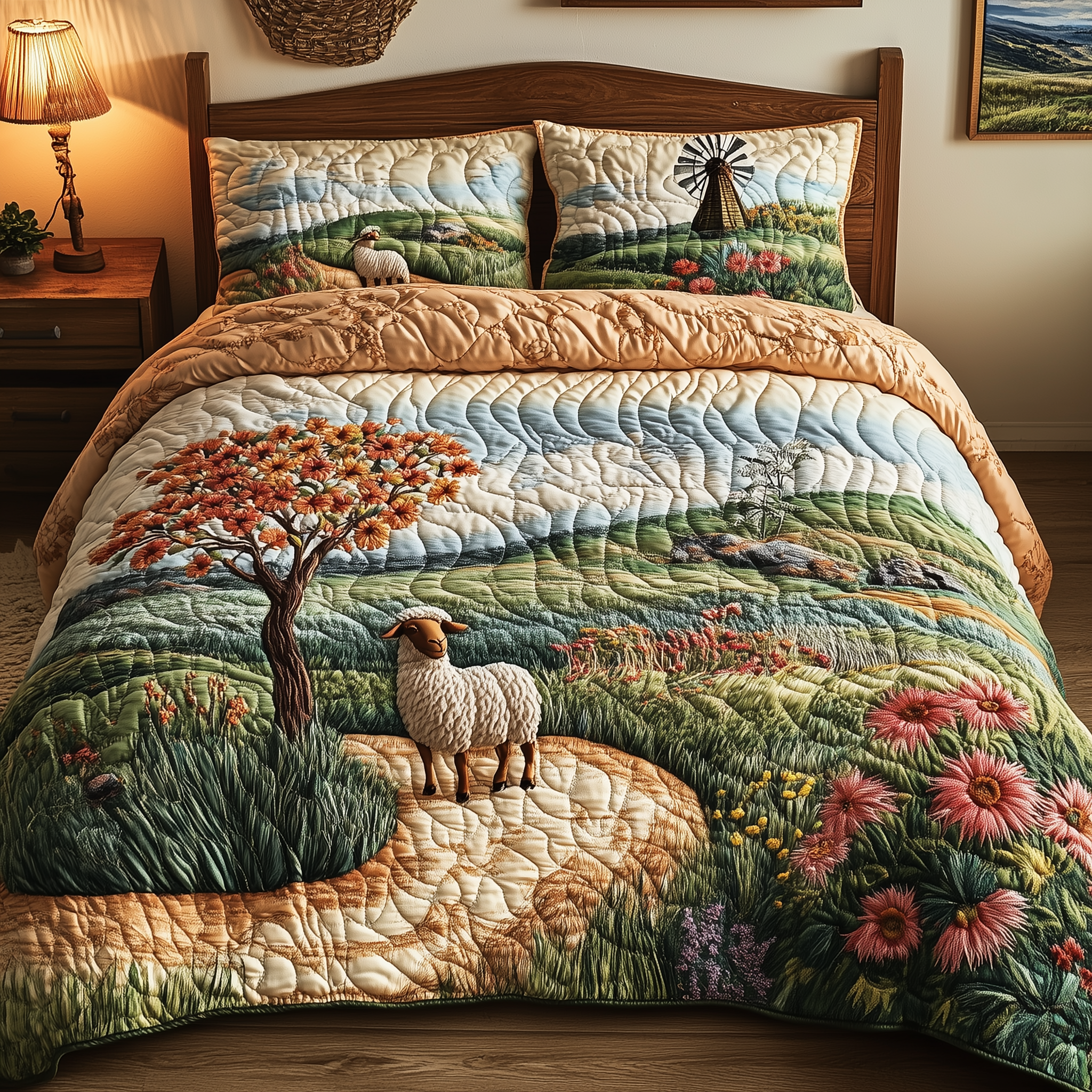 Windswept Silence Quilted Bedding Set Duvet Cover Bedspread Set Item