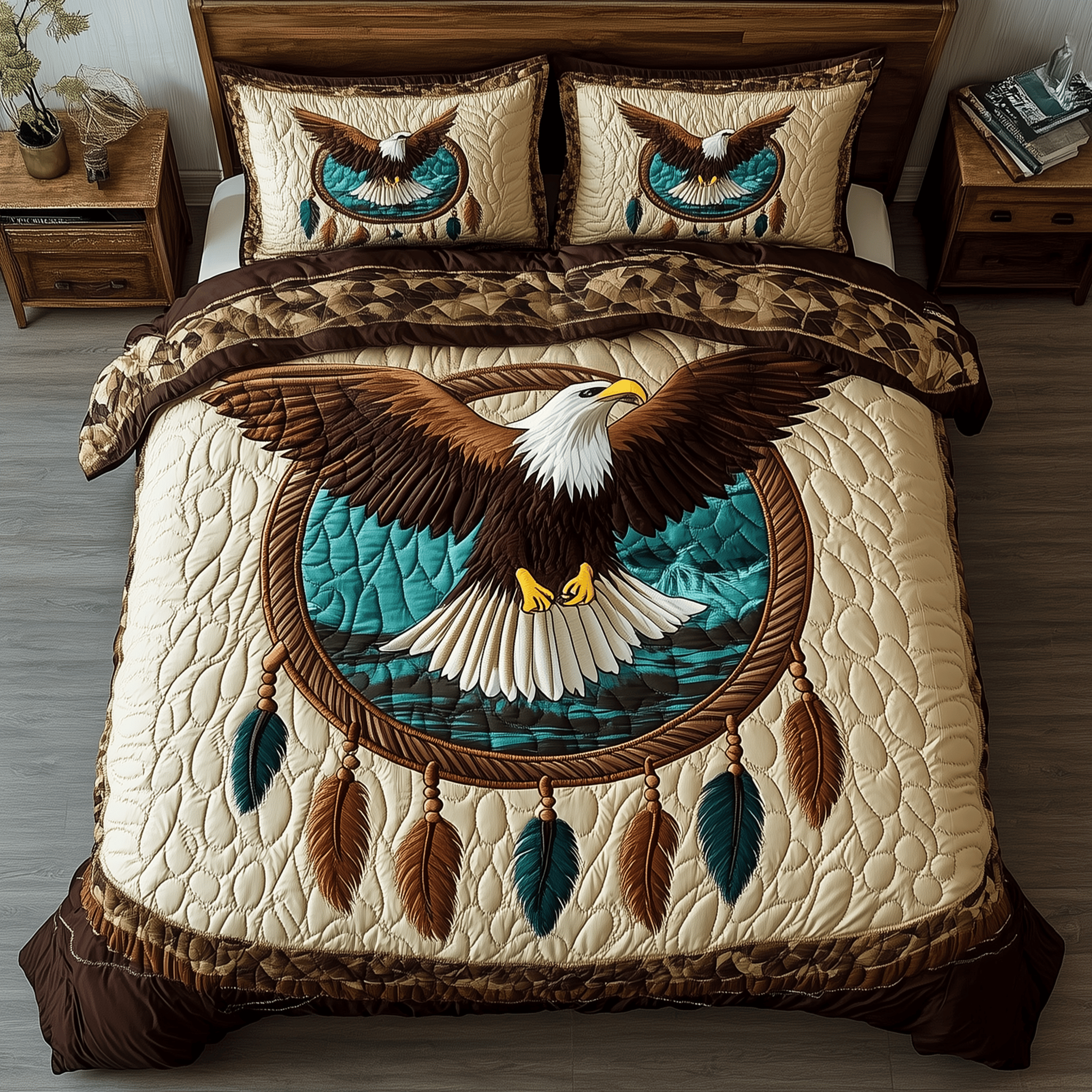 Wings of Native Spirit Quilted Bedding Set Unique Duvet Cover Bedspread Set Gifts For Mom From Daughter
