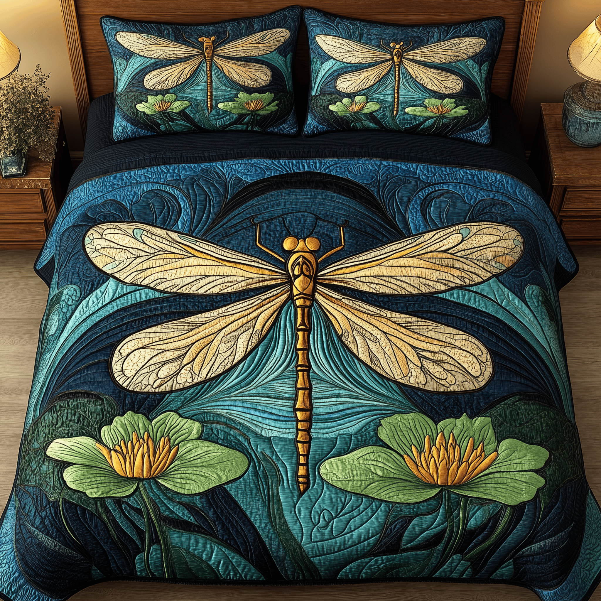 Wings of Wonder Quilted Bedding Set Dragonfly Duvet Cover Mother's Day Gifts For Mom