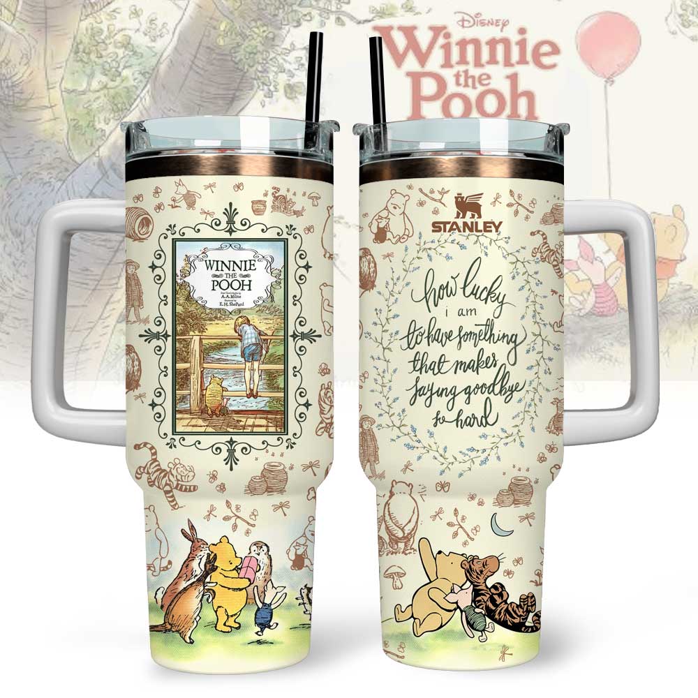 Winnie The Pooh Custom Stanley Quencher Stainless Steel Tumbler With Handle