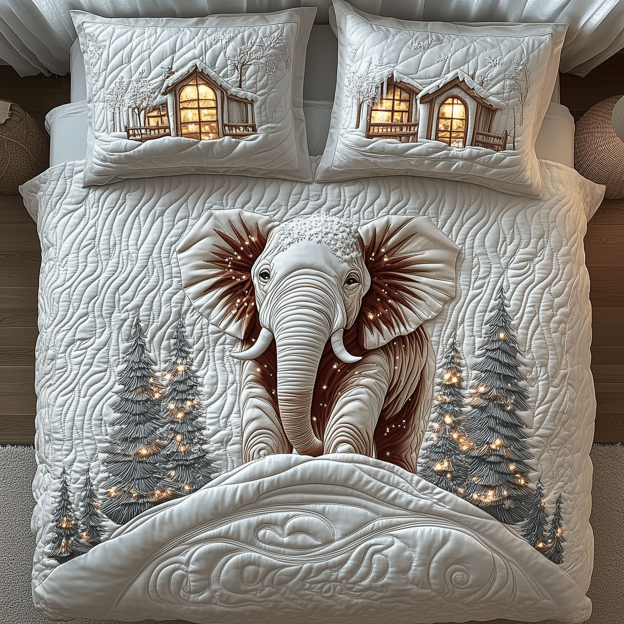 Winter Elephant Quilted Bedding Set  Stay warm this winter Christmas Ideas For Wife