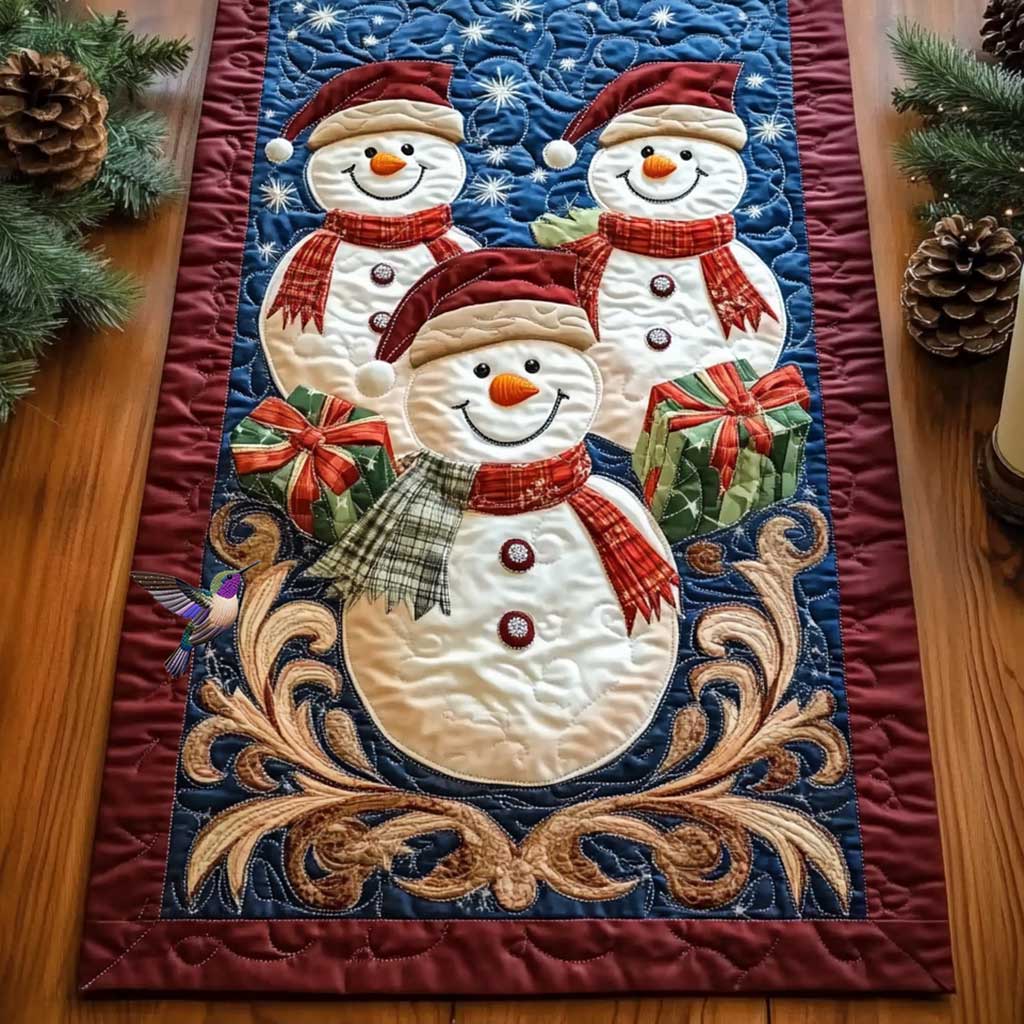 Winter Quilted Table Runner Holiday Christmas Table Runner Kitchen Indoor Decorations
