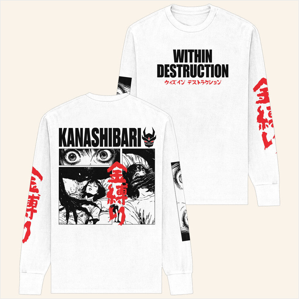 Within Destruction Kanashibari White Long Sleeve T-Shirt Sumerian Records Merch Friends Gifts