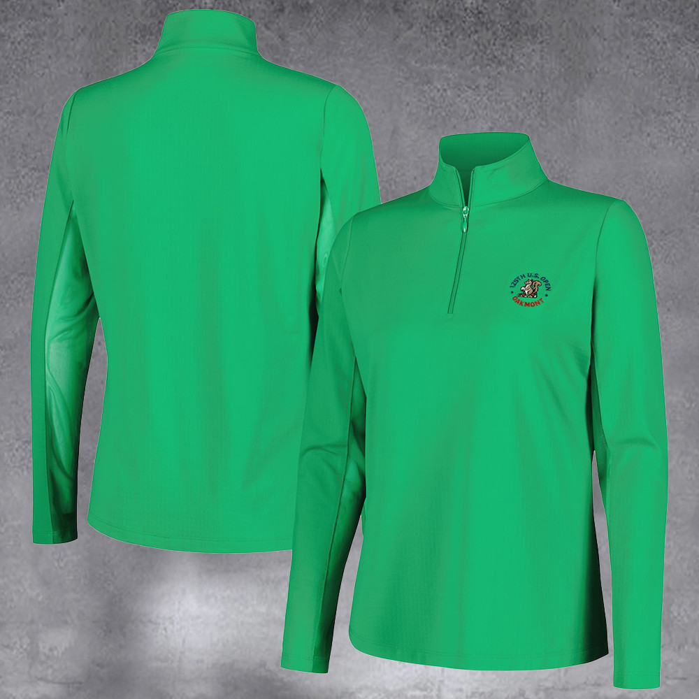Women's 2025 U.S. Open Green Icefil Quarter Zip Pullover Top Gifts For Her
