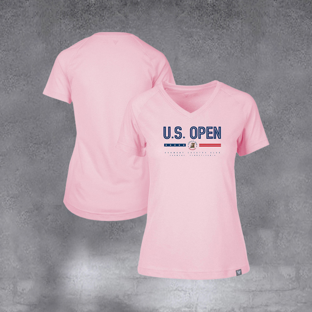 Women's 2025 U.S. Open Light Pink Ariya V Neck T-shirt Best Gifts Ever For Mom