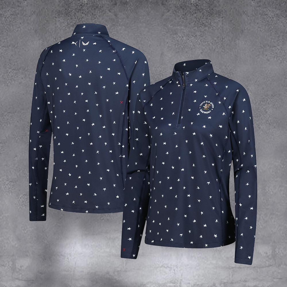 Women's 2025 U.S. Open Navy Volition You V Star Quarter Zip Pullover Gifts For Mom