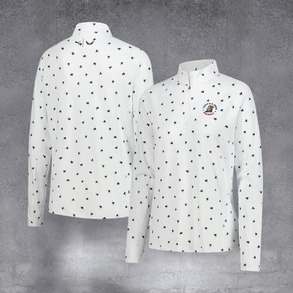 Women's 2025 U.S. Open White Volition You v Star Quarter Zip Pullover Best Gifts For Women