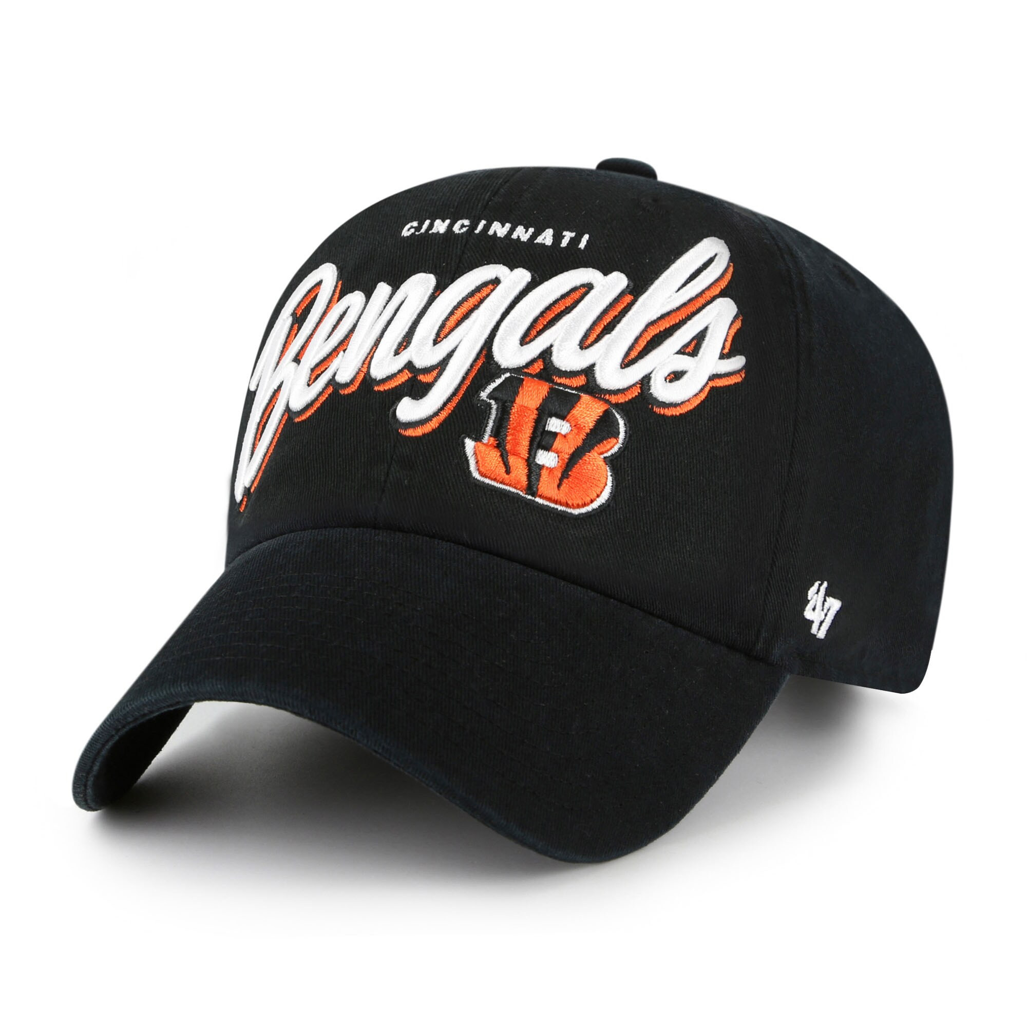 Womens 47 Black Cincinnati Bengals Ariana Clean Up Adjustable Hat Embroidered