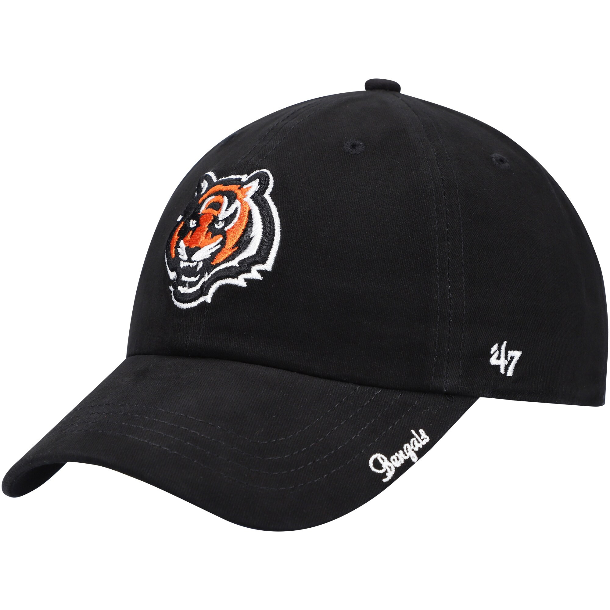 Womens 47 Black Cincinnati Bengals Miata Clean Up Primary Adjustable Hat Embroidered