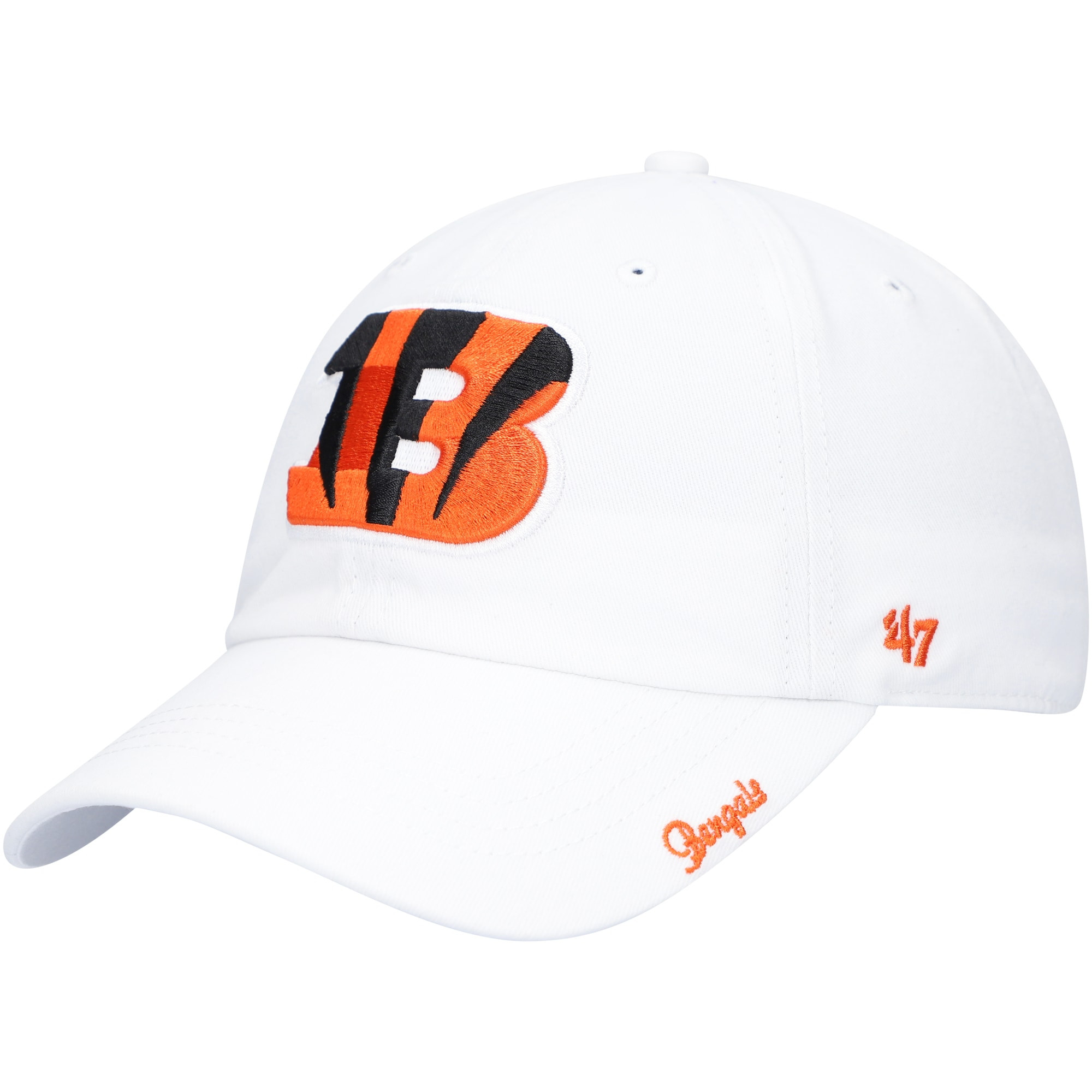 Womens 47 White Cincinnati Bengals Team Miata Clean Up Adjustable Hat Embroidered