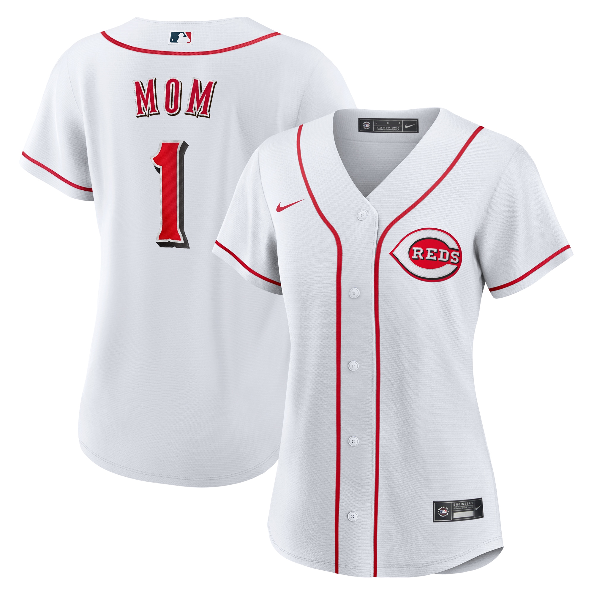 Women's Cincinnati Reds White #1 Mom Home Jersey - JS635