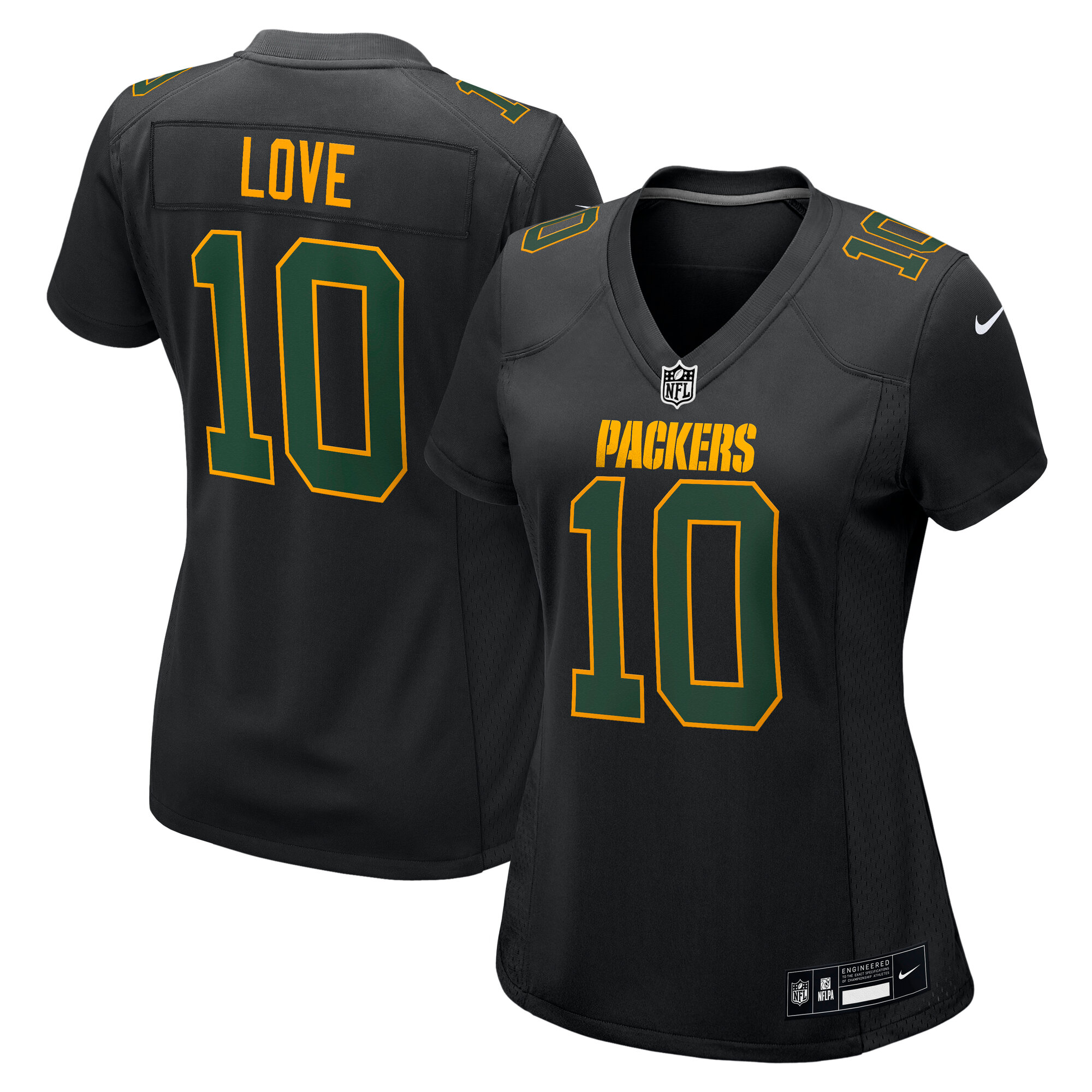 Women's Green Bay Packers Jordan Love Black Fashion Game Jersey - JS336