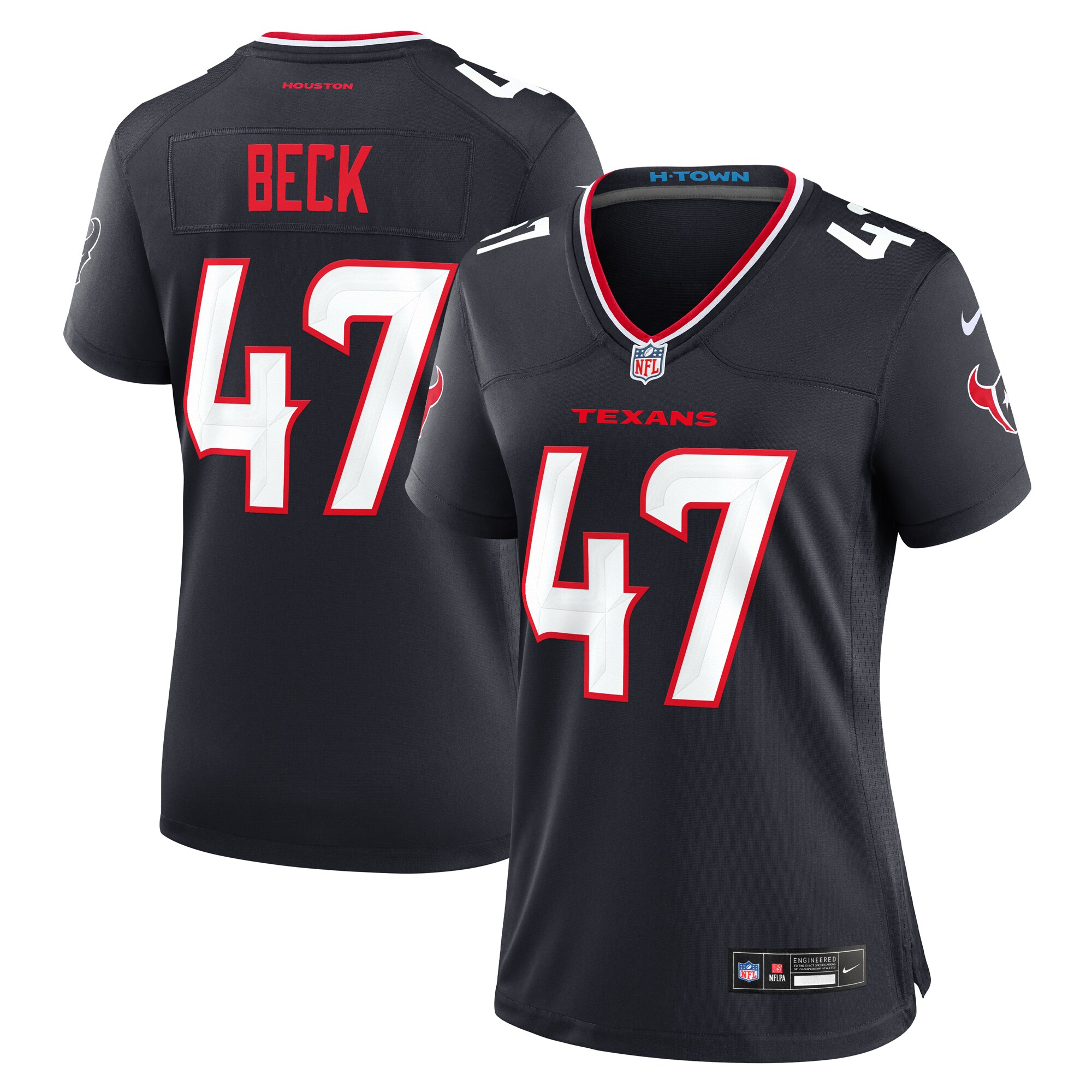 Women's Houston Texans Andrew Beck Navy Team Game Jersey - JS631