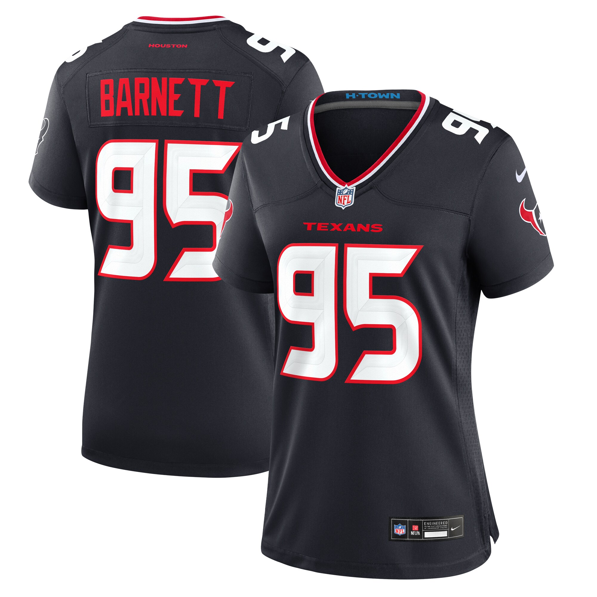 Women's Houston Texans Derek Barnett Navy Team Game Jersey - JS587
