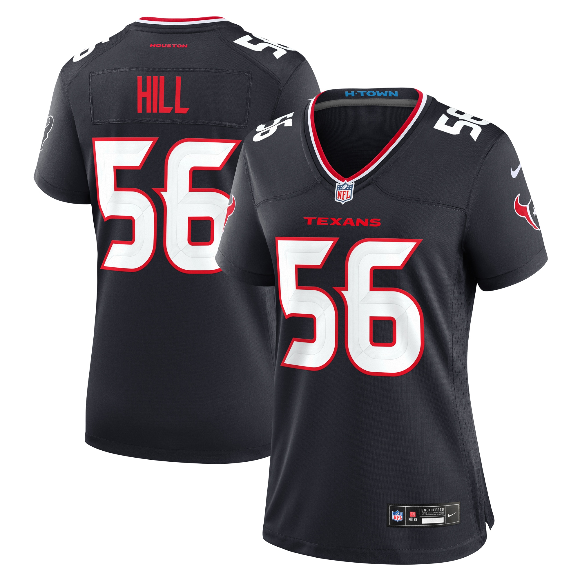 Women's Houston Texans Jamal Hill Navy Team Game Jersey - JS296