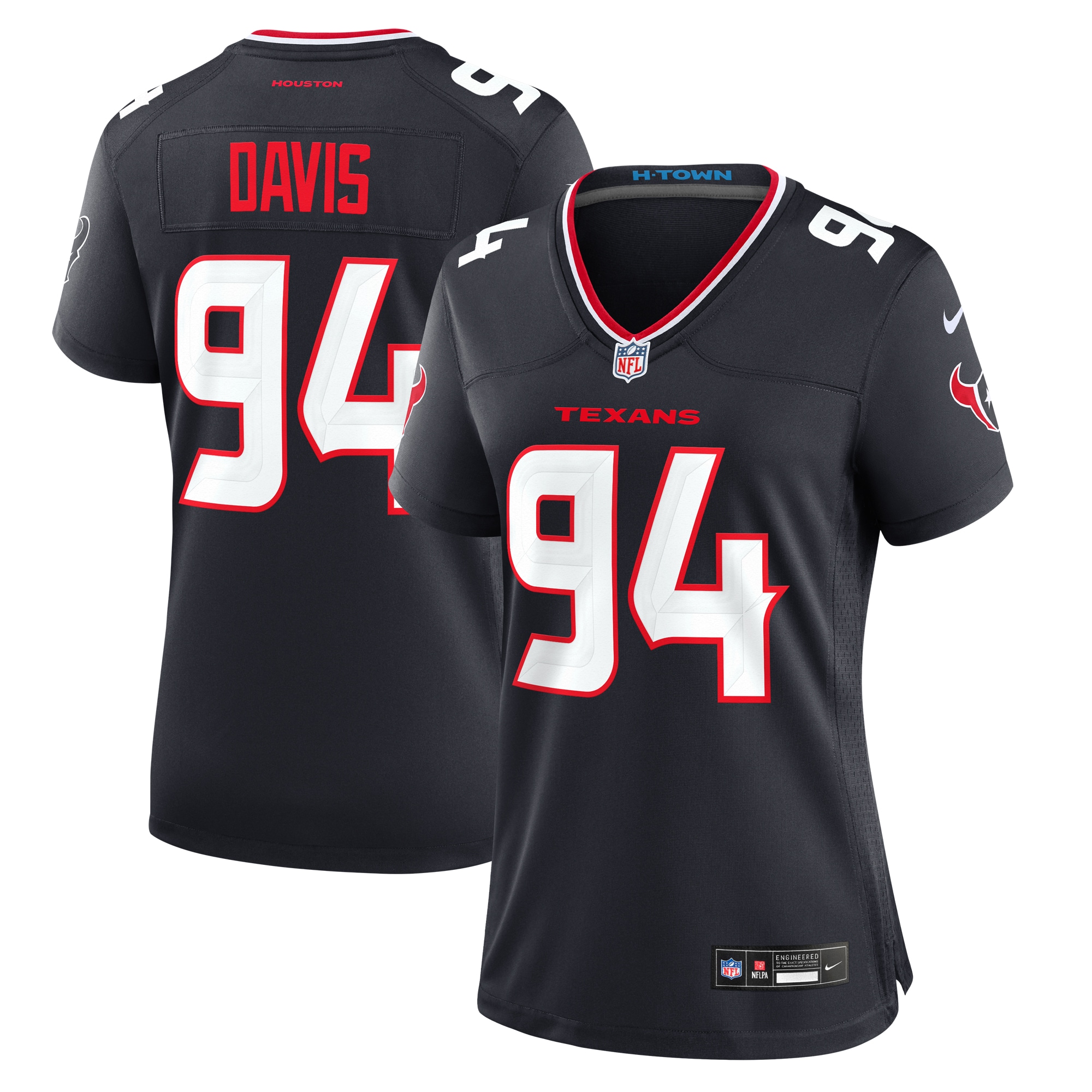 Women's Houston Texans Khalil Davis Navy Team Game Jersey - JS730