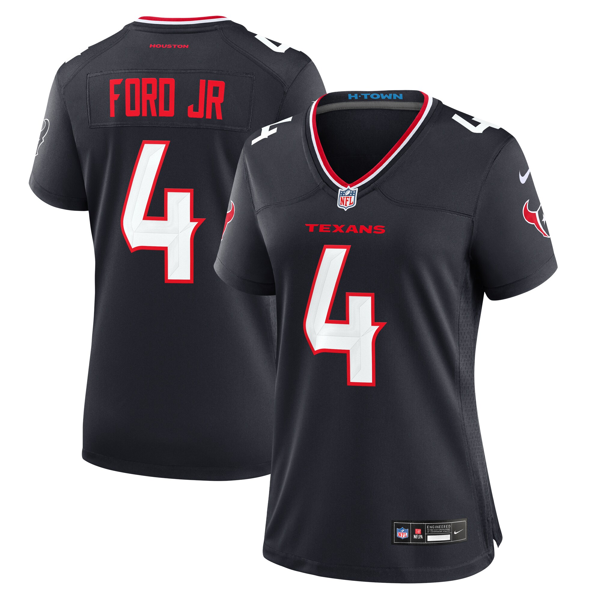 Women's Houston Texans Mike Ford Navy Team Game Jersey - JS693