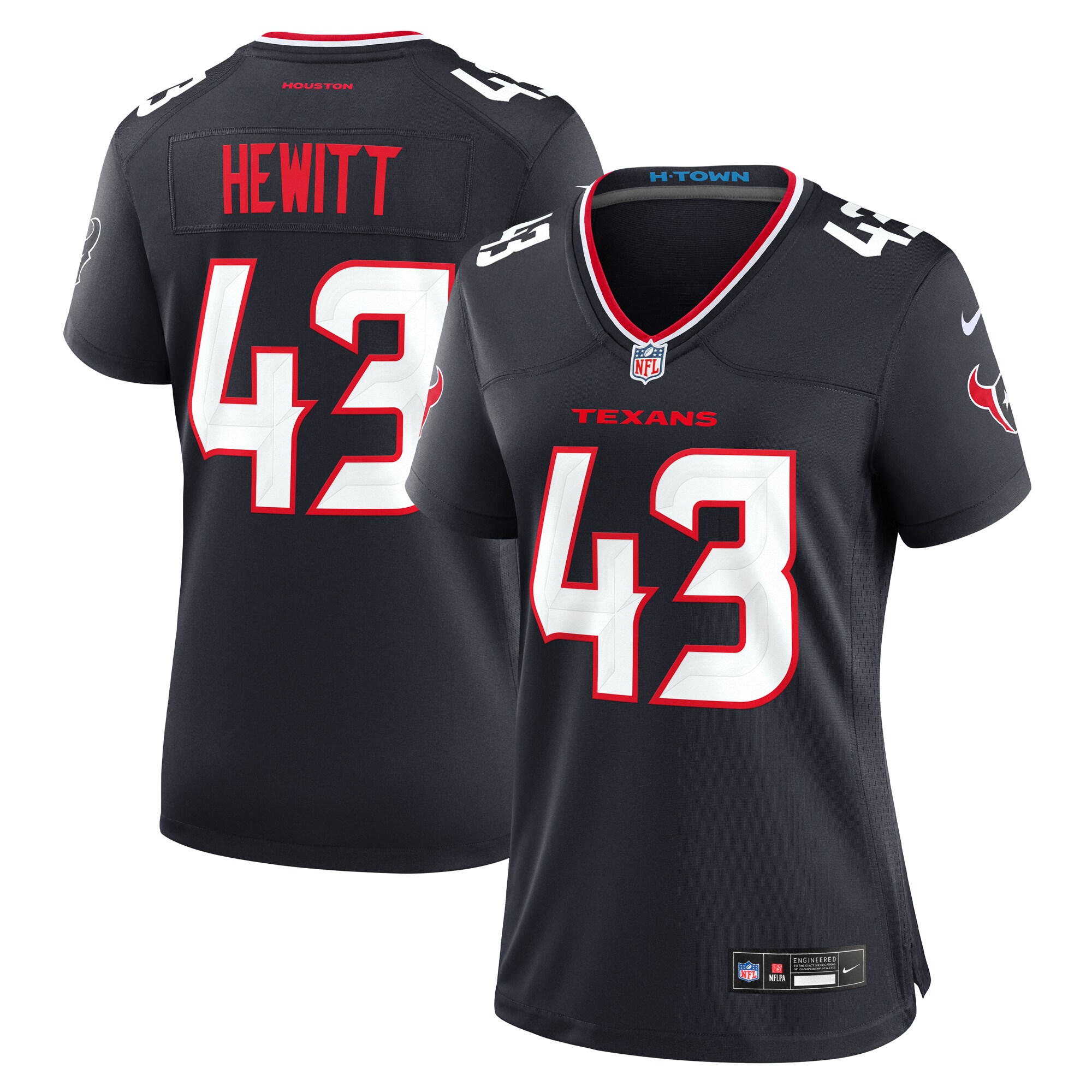 Women's Houston Texans Neville Hewitt Navy Team Game Jersey - JS866