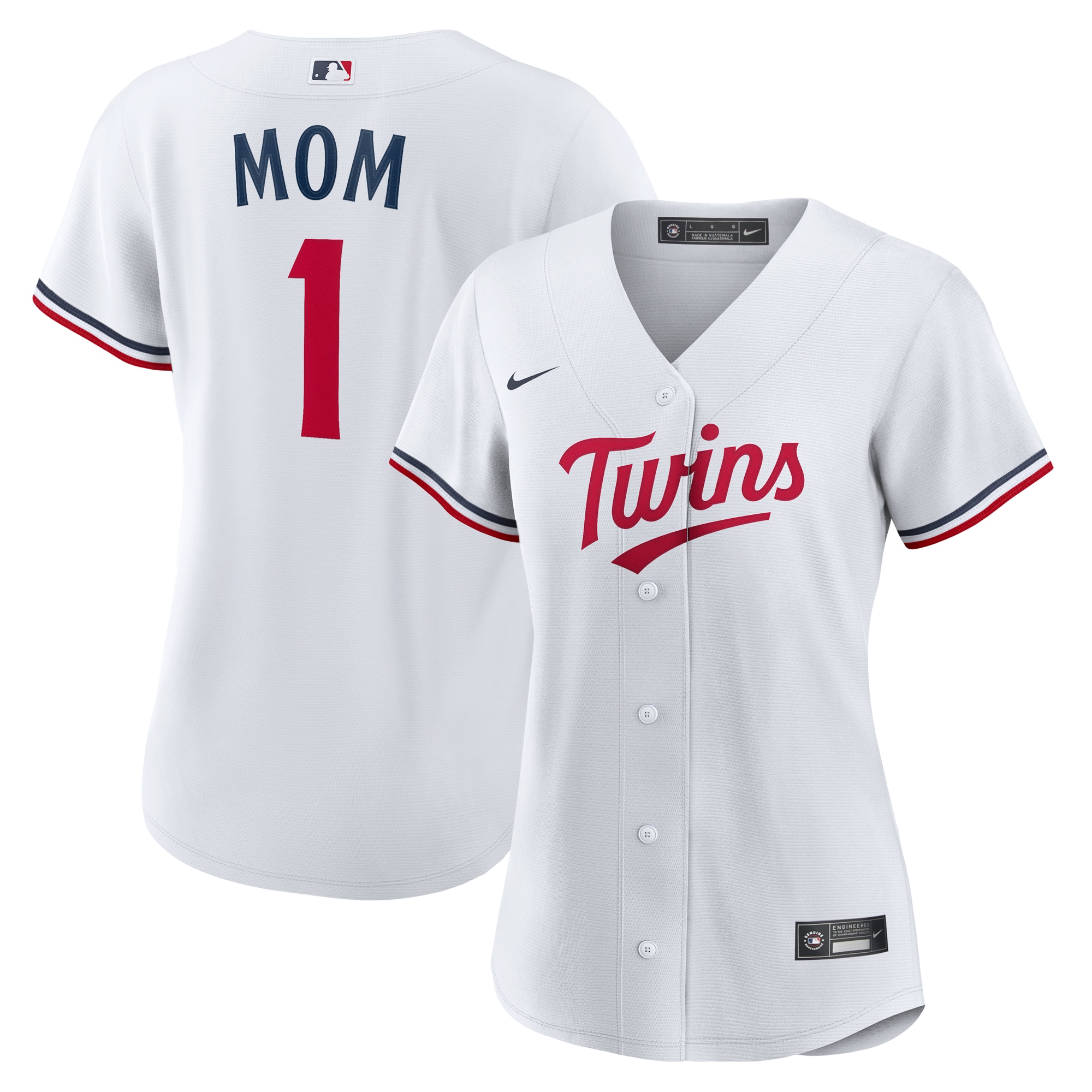 Women's Minnesota Twins White #1 Mom Home Jersey - JS422