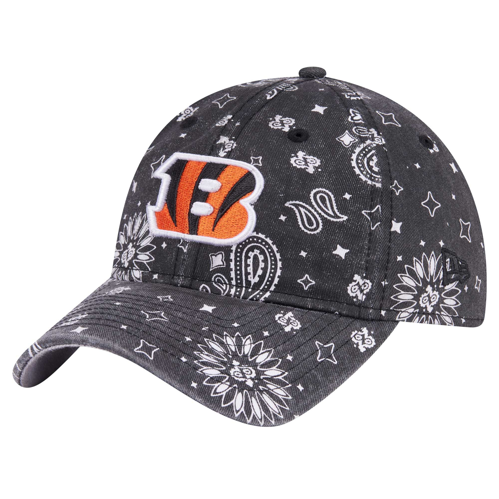 Womens New Era Black Cincinnati Bengals Paisley 9TWENTY Adjustable Hat Embroidered