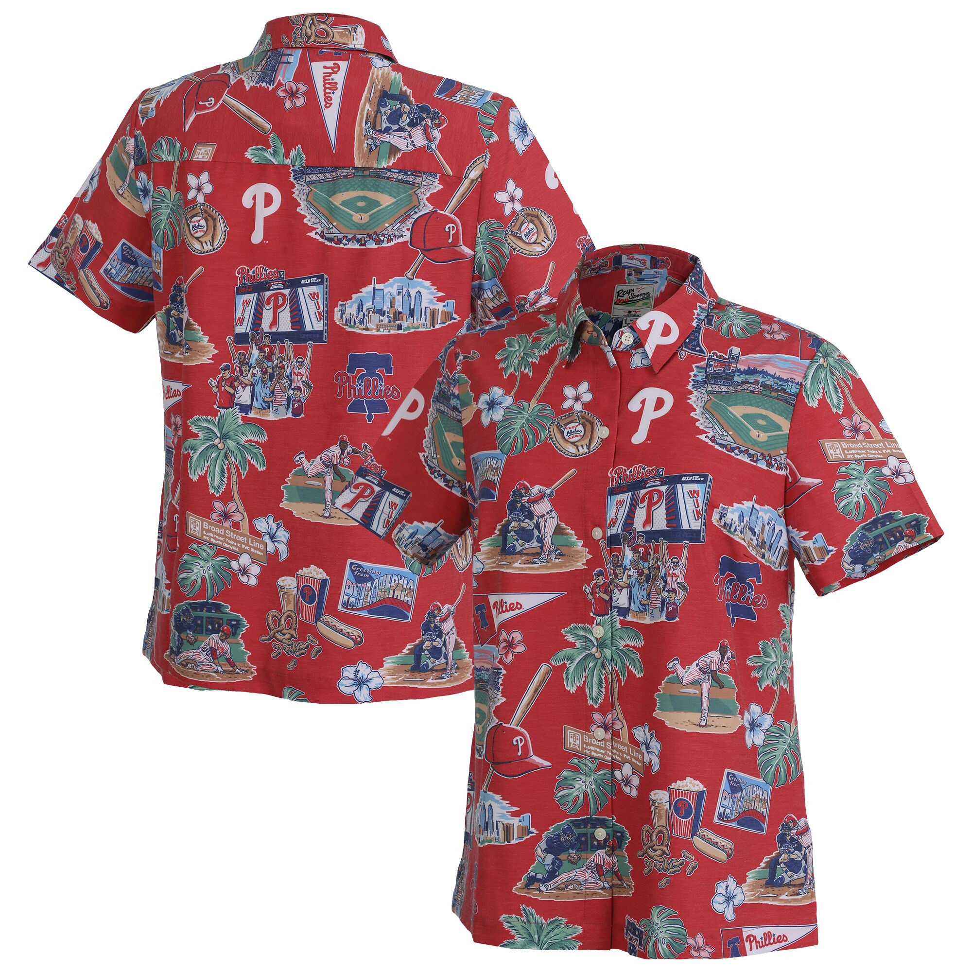 Womens Philadelphia Phillies Reyn Spooner Red Scenic Official Hawaiian Shirt Merch Gift