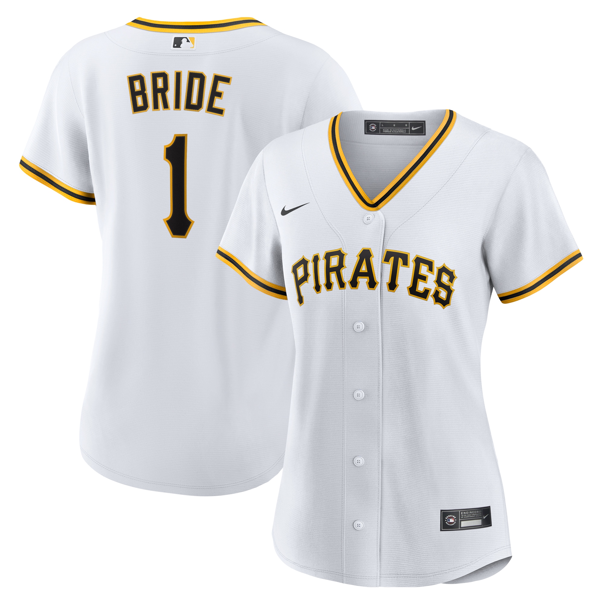 Women's Pittsburgh Pirates White #1 Bride Home Jersey - JS856