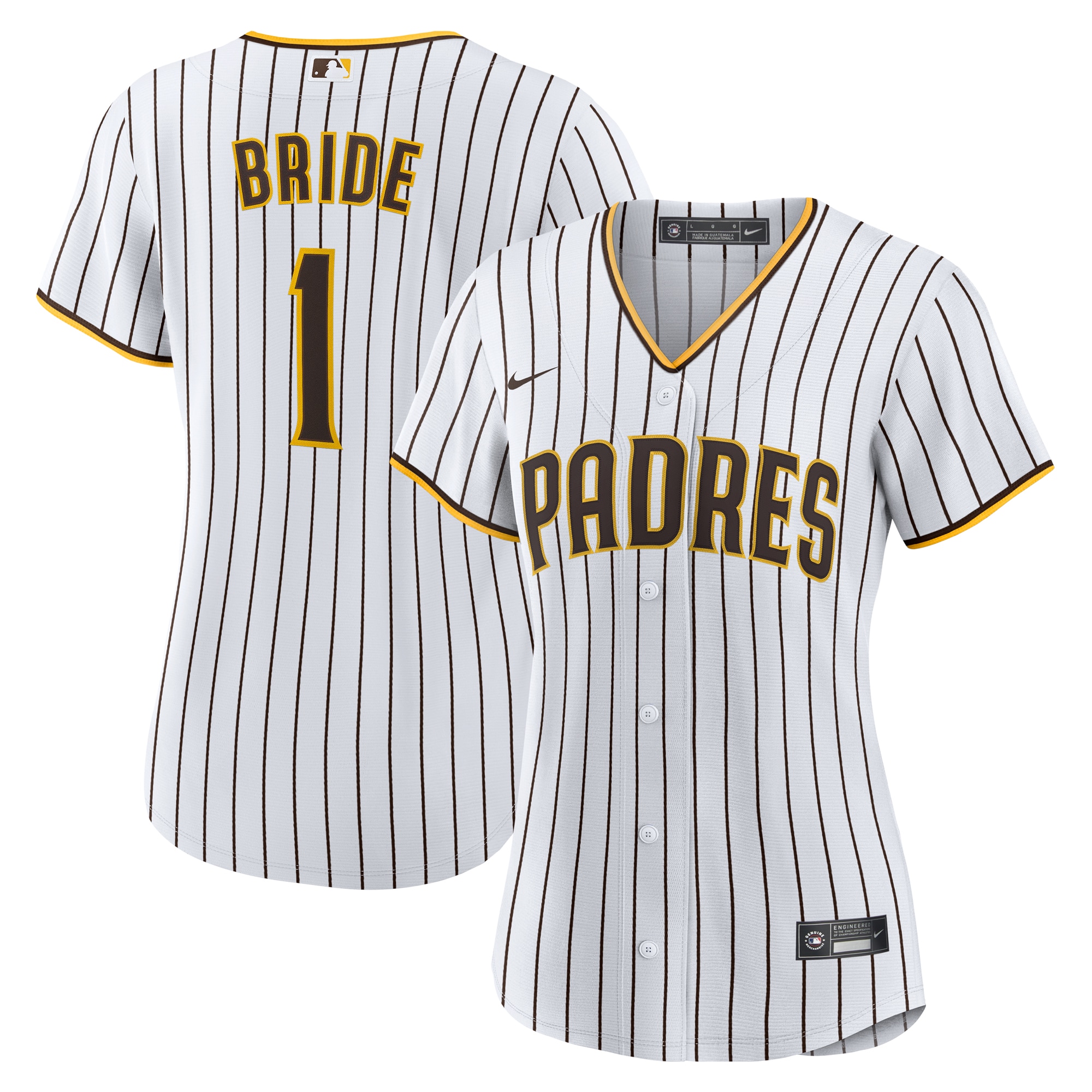Women's San Diego Padres White #1 Bride Home Jersey - JS926
