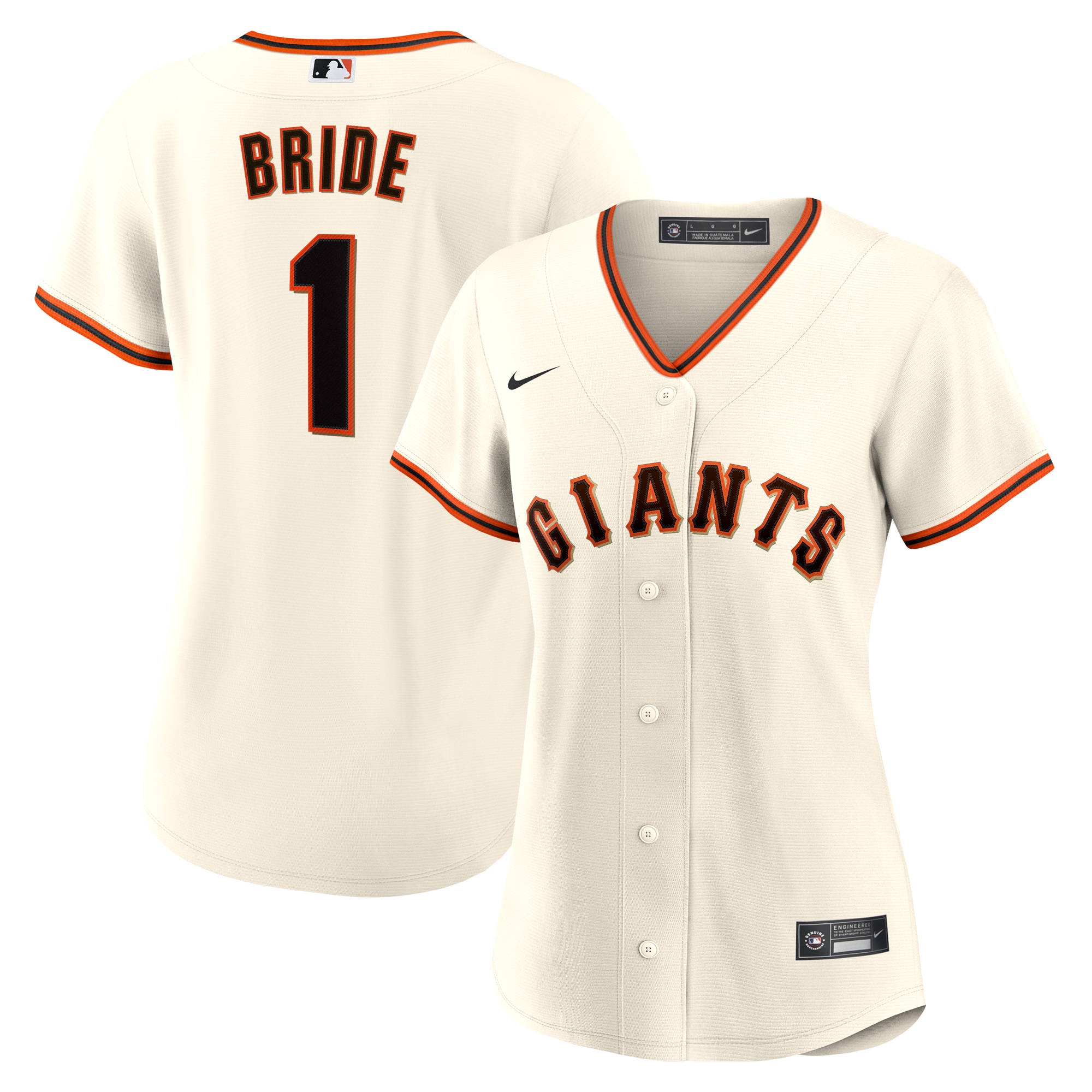Women's San Francisco Giants White #1 Bride Home Jersey - JS193