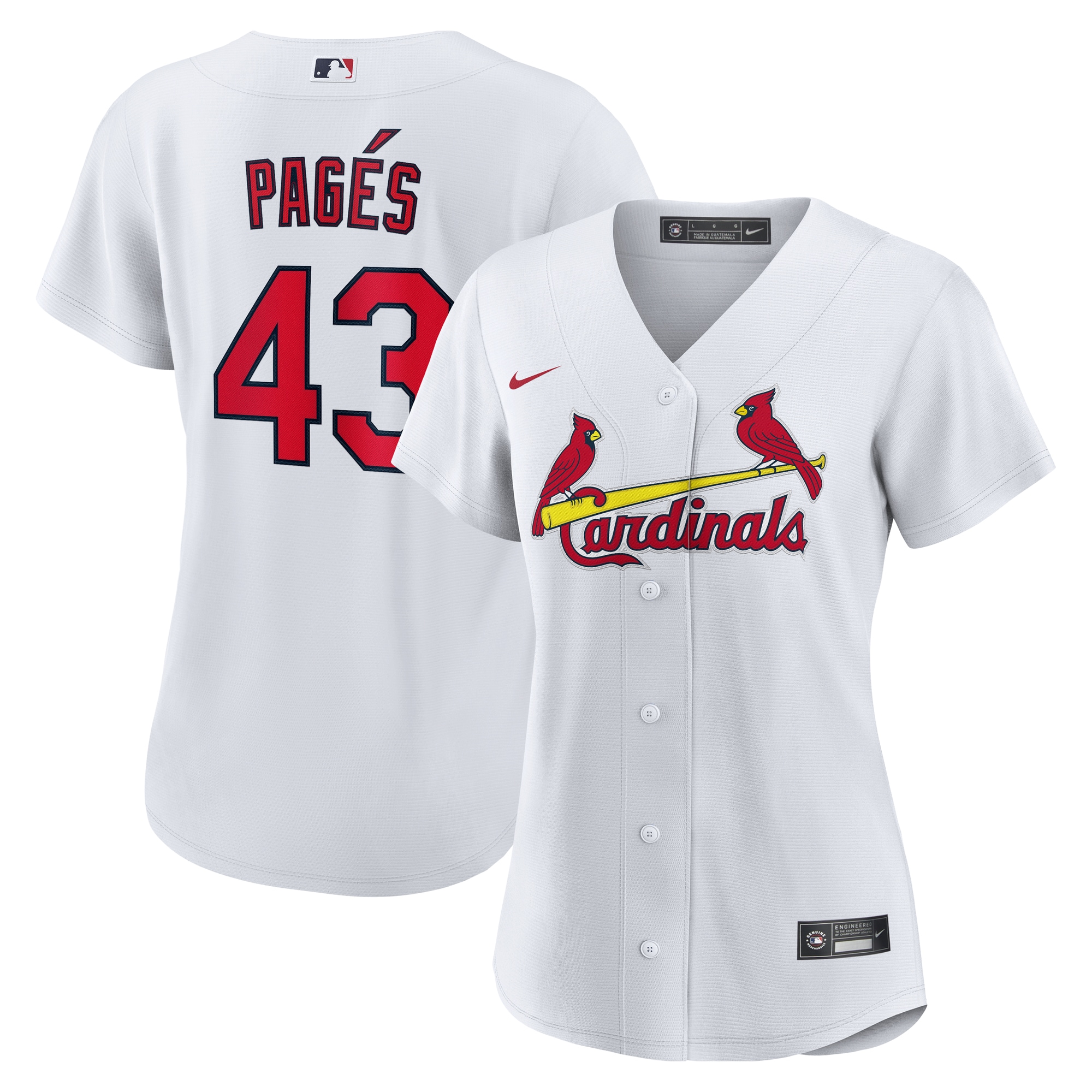 Women's St. Louis Cardinals Pedro Pagés White Home Jersey - JS711