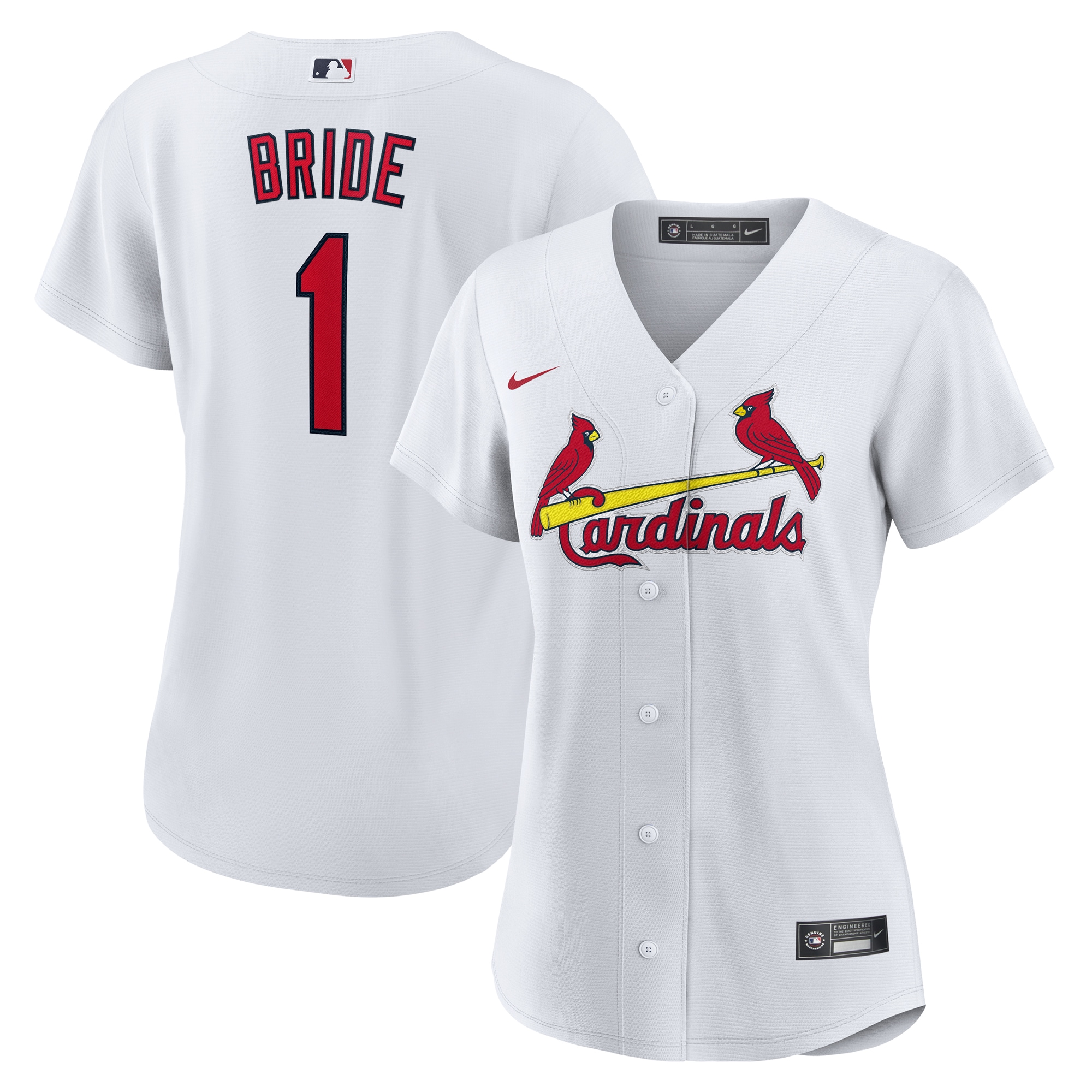 Women's St. Louis Cardinals White #1 Bride Home Jersey - JS995