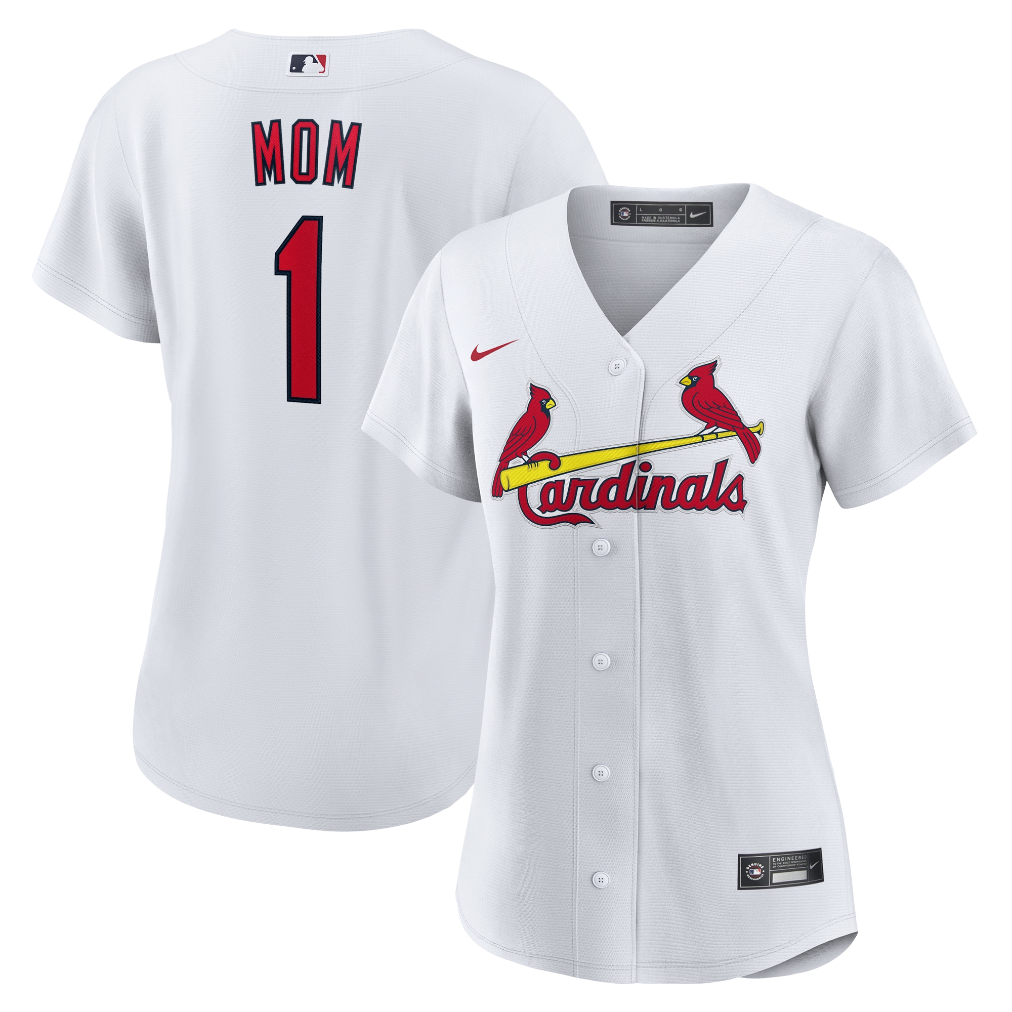 Women's St. Louis Cardinals White #1 Mom Home Jersey - JS312