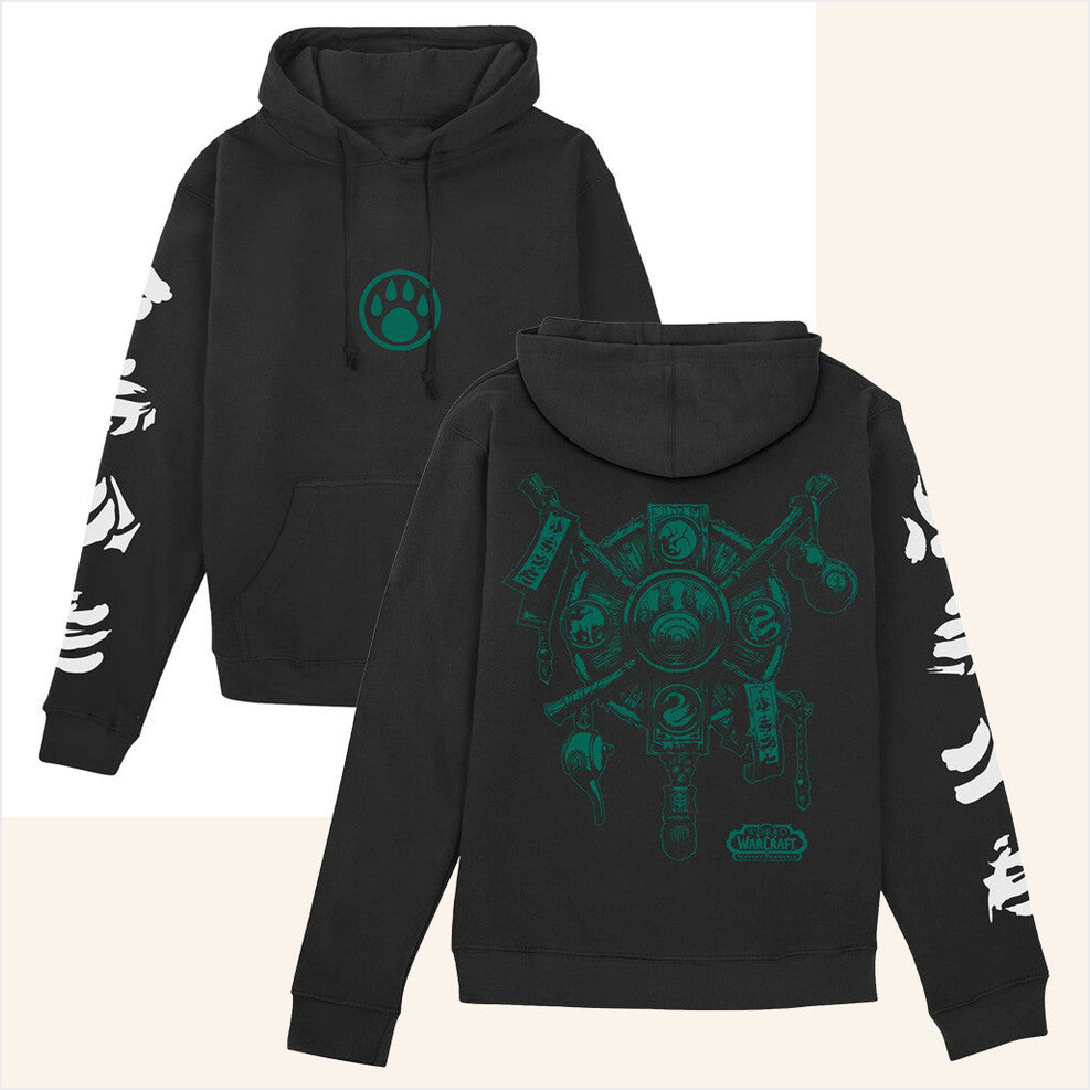 World Of Warcraft Mists Of Pandaria Pandaren Crest Black Hoodie Blizzard Gear Merch Him Gifts