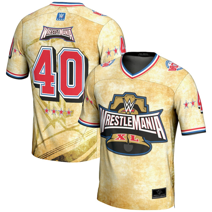 WrestleMania 40 Football Jersey All Over Printed - Men Yellow - JSDV703