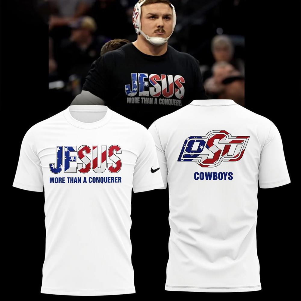 Wyatt Hendrickson Jesus Shirt More Than A Conquerer OSU Cowboy Wrestling Oklahoma State