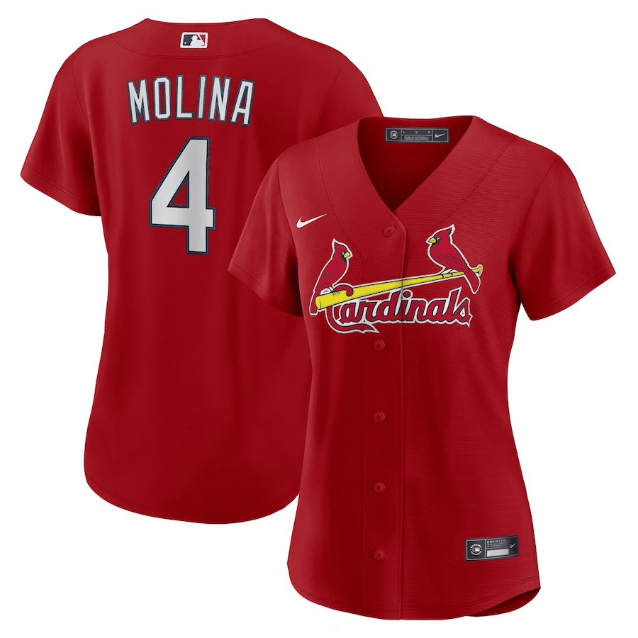 Yadier Molina 4 St. Louis Cardinals Women Alternate Jersey - Red - JS511