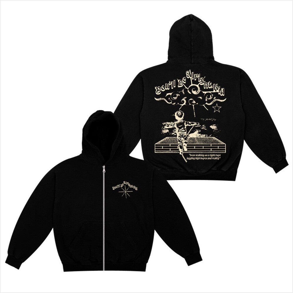 You'll Be Alright Kid Black Zip Hoodie Alex Warren Merch BFF Birthday Gifts Ideas