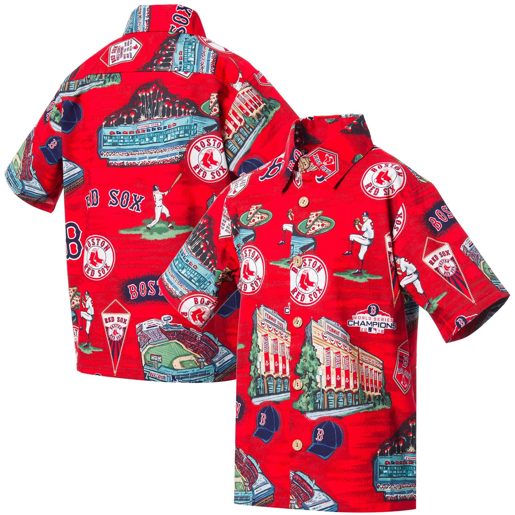 Youth Boston Red Sox Reyn Spooner Red Scenic Hawaiian Shirt Fan Merch Gift