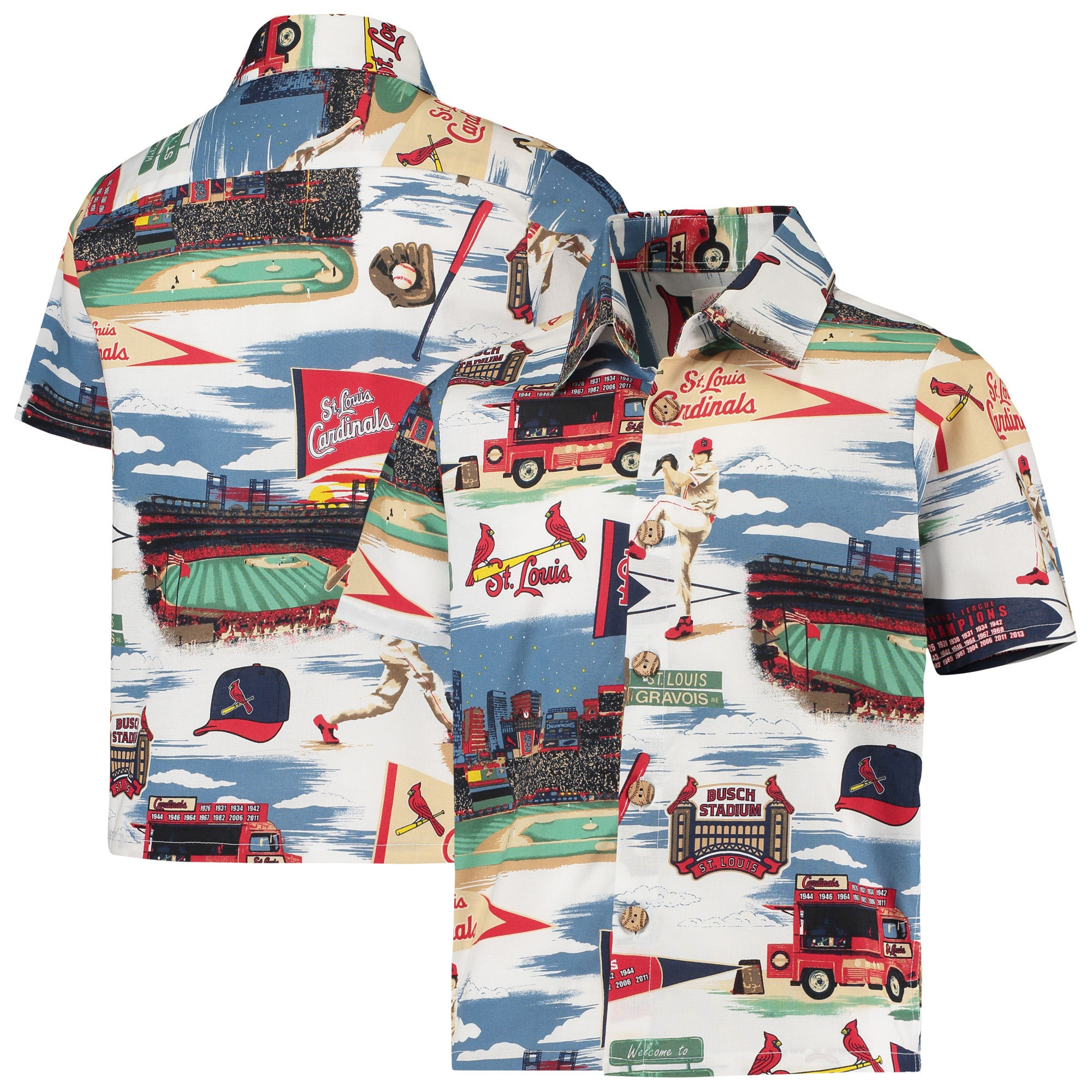 Youth St Louis Cardinals Reyn Spooner Red Scenic Hawaiian Shirt Merch Gift For Baseball Fans