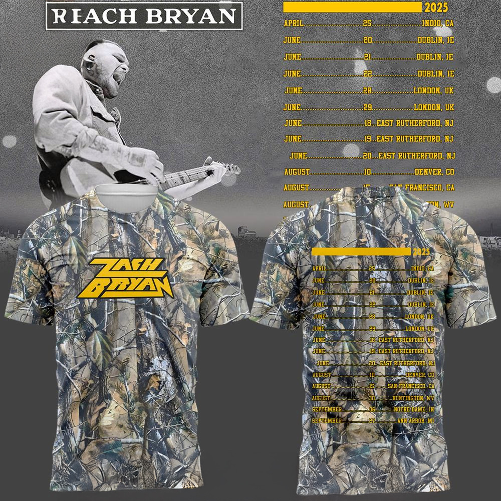 Zach Bryan Tour Schedule Show 2025 Camo T-Shirt Fan Merch Gifts For Dad