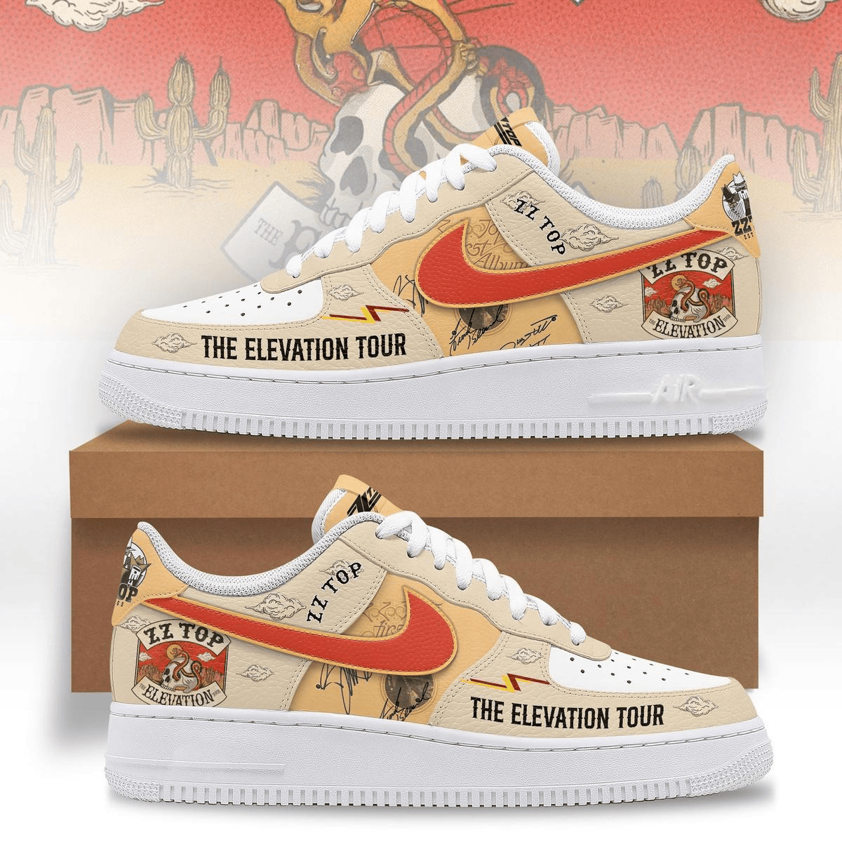 ZZ Top The Elevation Tour Air Force 1 Shoes Fan Merch Gifts For Husband